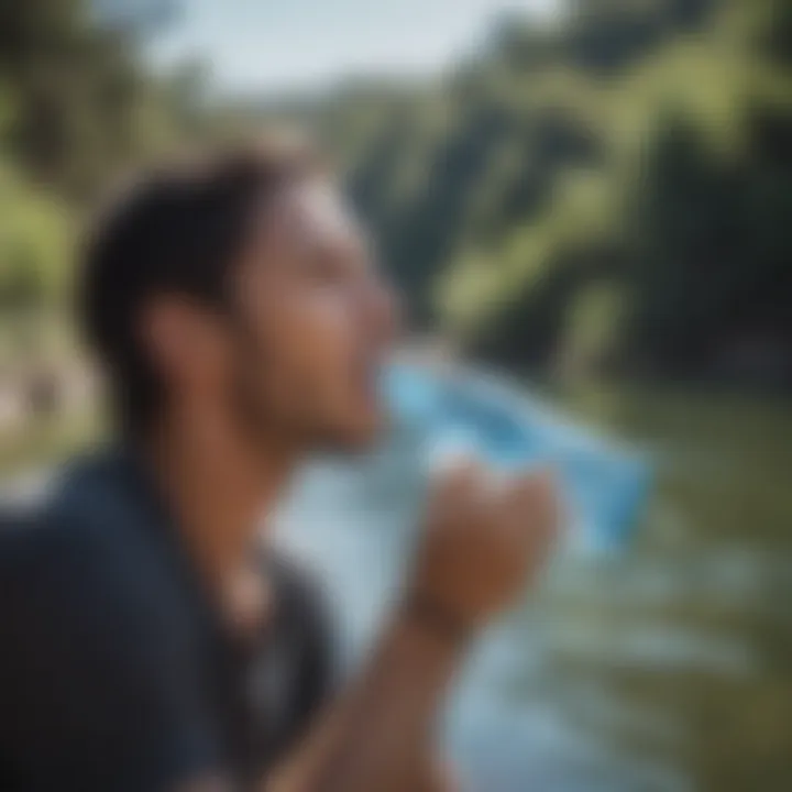 A consumer enjoying water from an Ooho edible water bottle