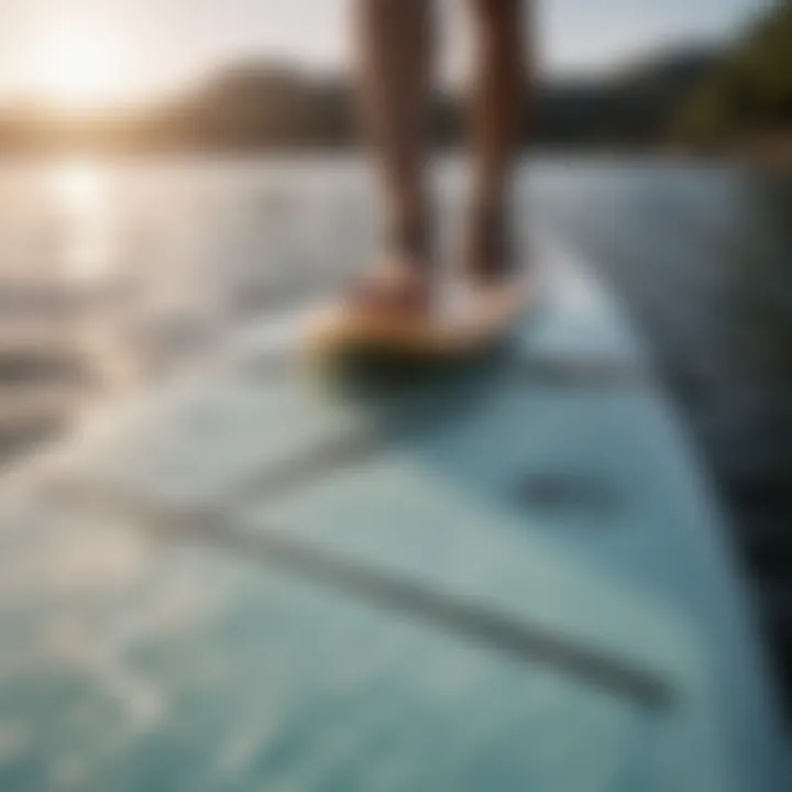 FCS Sup Traction Pad installed on a paddleboard demonstrating its fit