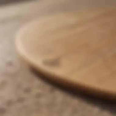 A close-up view of skim board detailing and craftsmanship