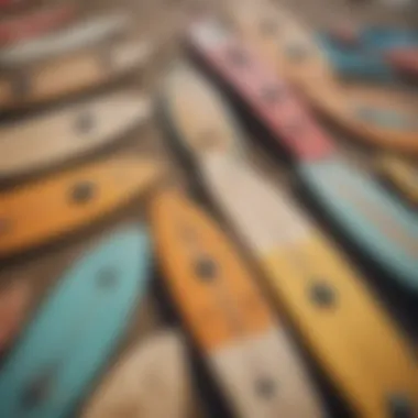 A selection of different small skim boards on display