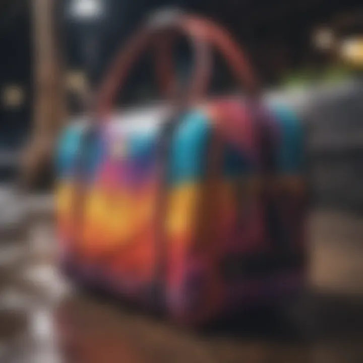 Stylish design of the Roxy travel bag showcasing its vibrant colors