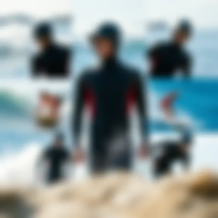 Collage of various water sports activities suitable for RVCA full wetsuit