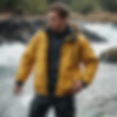 Person engaging in watersports while wearing the RVCA jacket