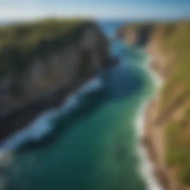 Coastal Wonders and Their Ecosystems Aerial view of a dynamic coastal landscape