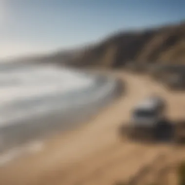 The facilities available for surfers at Camp Pendleton, including resting areas and equipment storage.