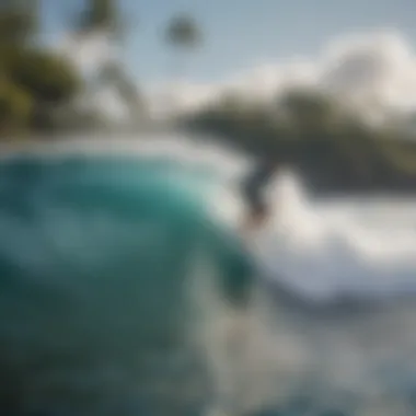 Surfer riding a wave at Kona beach