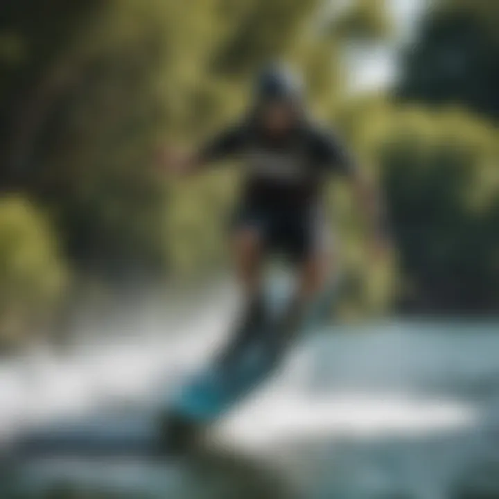 Action shot of a rider performing a trick on a wakeboard