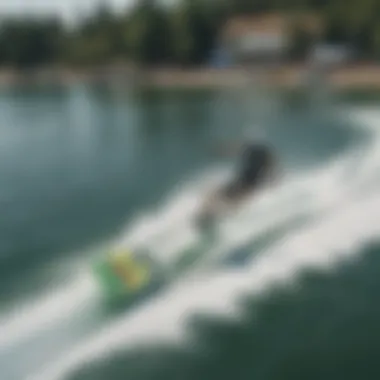 An aerial view of a wakeboarding competition highlighting the excitement