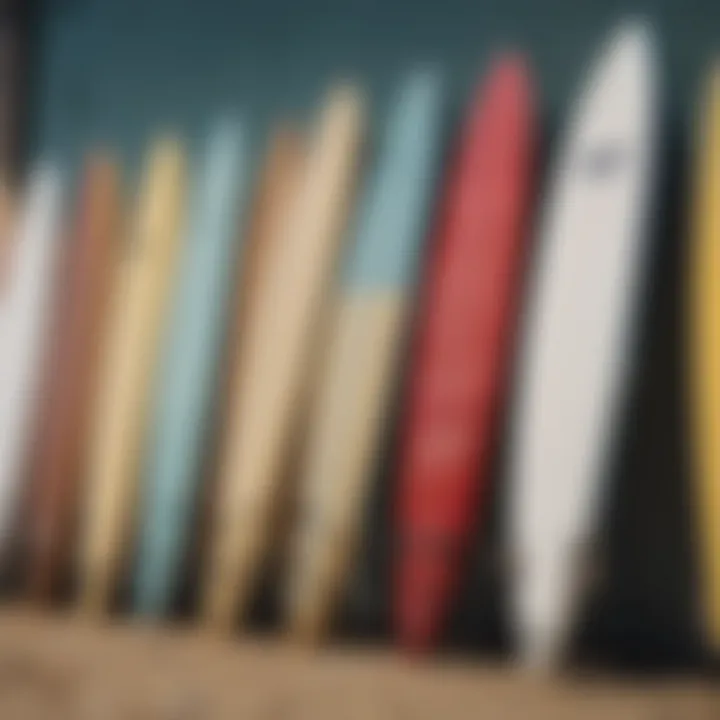 Close-up of surfboard brand comparisons