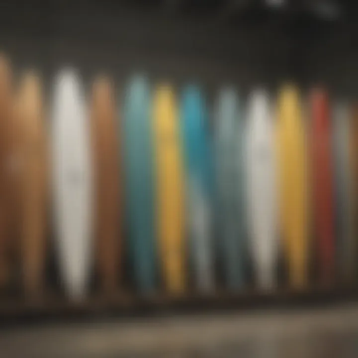 Costco surfboard display showcasing various models