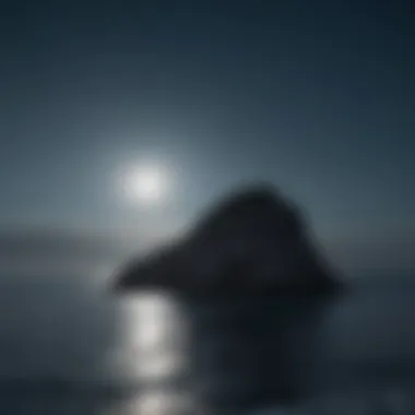 A tranquil night scene with moonlight reflecting on the ocean