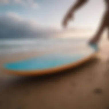 Close-up of a well-maintained used skimboard