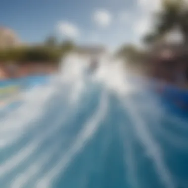 Dynamic Waves of the Flowrider Experience A stunning flowrider at a water park showcasing its dynamic waves