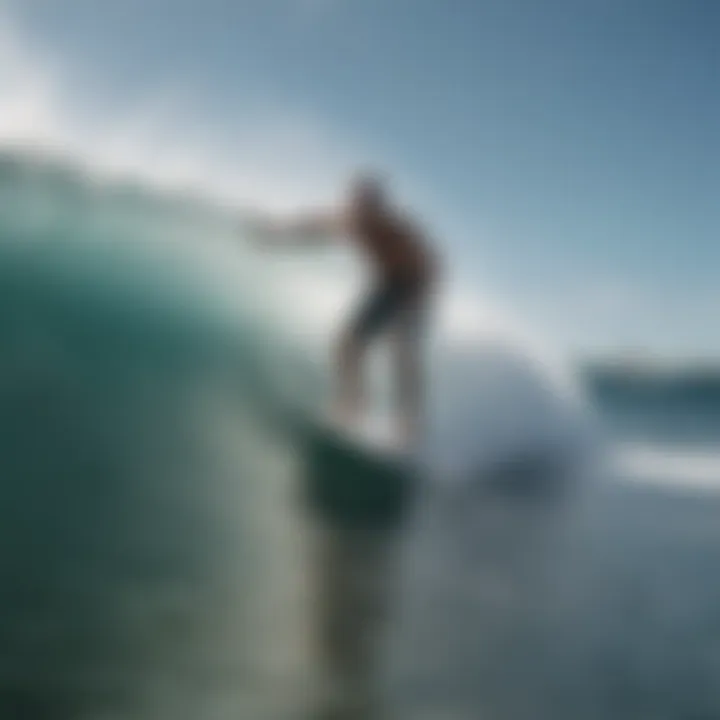 Surfers practicing techniques on a wave machine