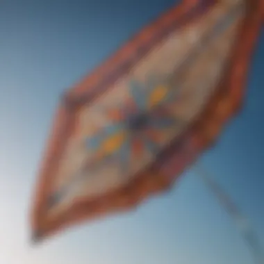 A close-up view of a foil kite showcasing its intricate design