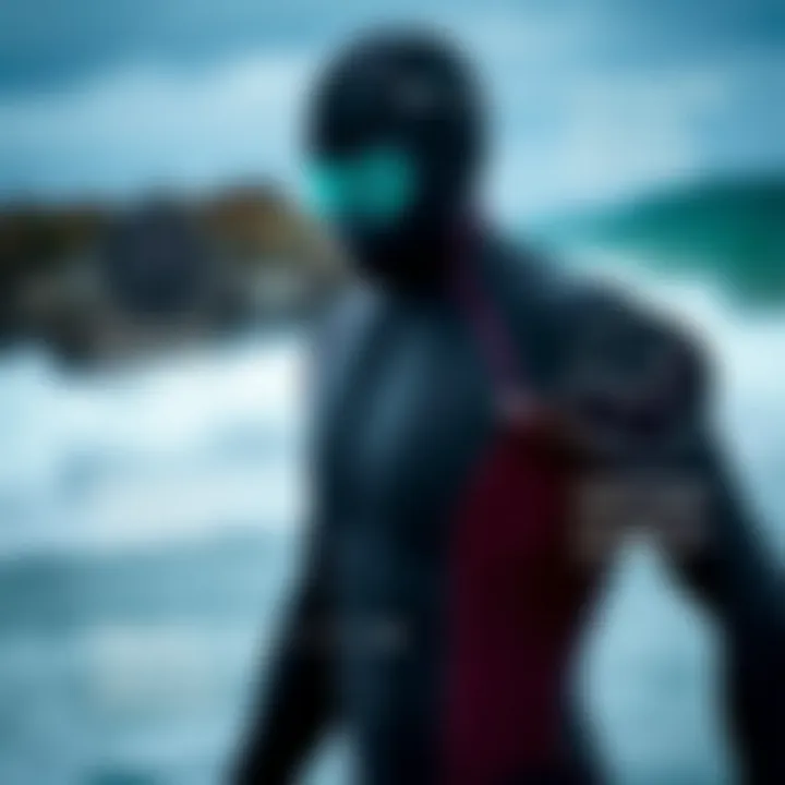 Illustration of advanced wetsuit features like thermal lining and sealed seams