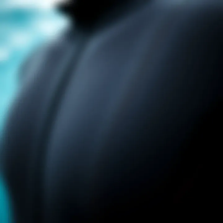 Detailed view of wetsuit material showcasing its texture and flexibility