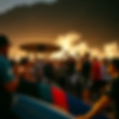 Exciting Surf Competition Atmosphere A surf competition gathering spectators and participants