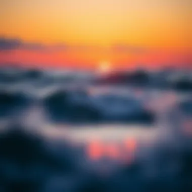 Sunset Surfing Vibes A vibrant sunset over ocean waves, perfect for surfing