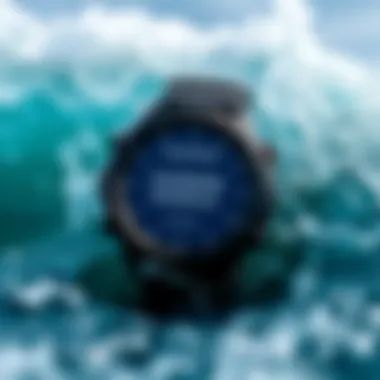 Garmin Instinct and Ocean Waves Garmin Instinct smartwatch surrounded by ocean waves
