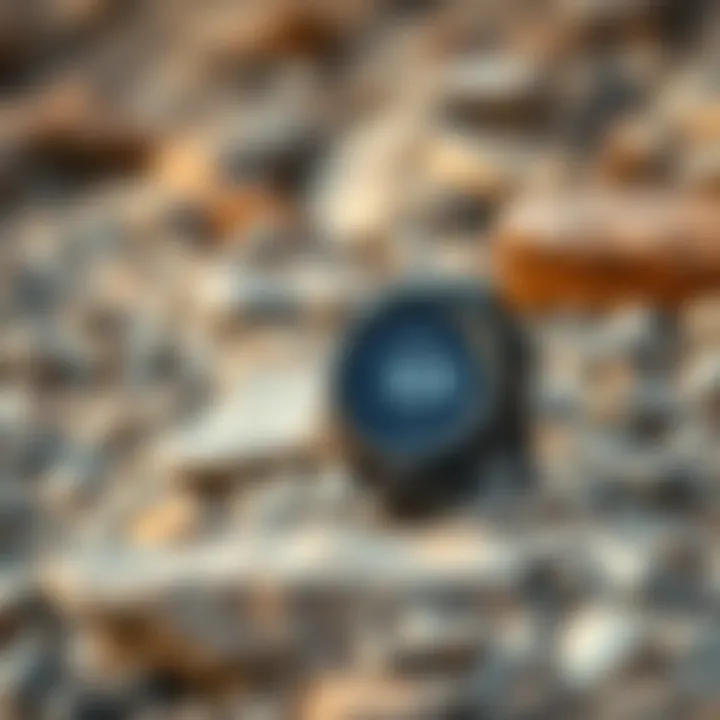 Garmin Instinct smartwatch displayed on a rocky beach
