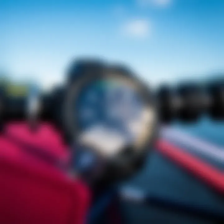 Close-up of Garmin Instinct watch screen showcasing water sports features