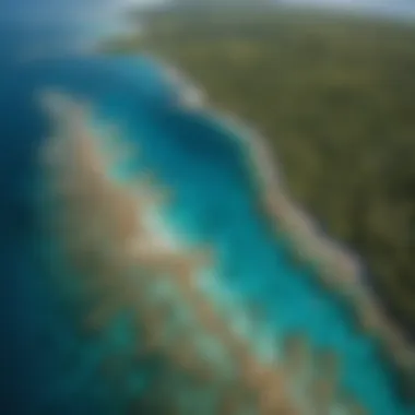 Aerial view of the Great Barrier Reef highlighting its vastness