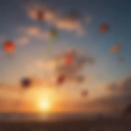 A diverse range of kites displayed on a vibrant background