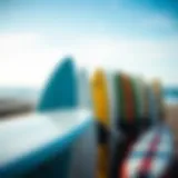 Diverse surfboard types on display