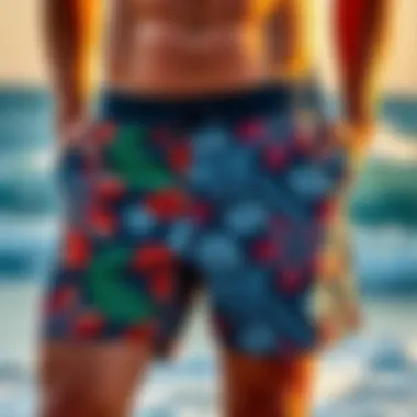 Stylish board shorts showcased with diverse patterns