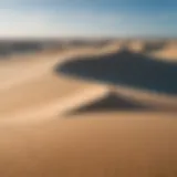 A panoramic view of Jericoacoara's sandy dunes against a blue sky