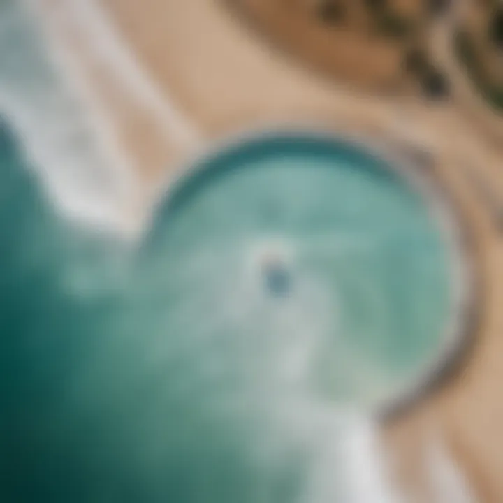 Aerial view of a Kelly Slater wave pool showcasing its intricate design