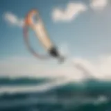 Kite surfer gliding effortlessly across azure waves