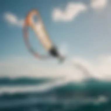 The Art of Kite Surfing Kite surfer gliding effortlessly across azure waves