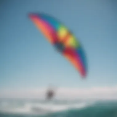 Close-up of a colorful kite suspended against a clear sky