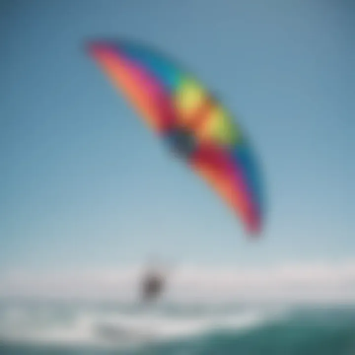 Close-up of a colorful kite suspended against a clear sky