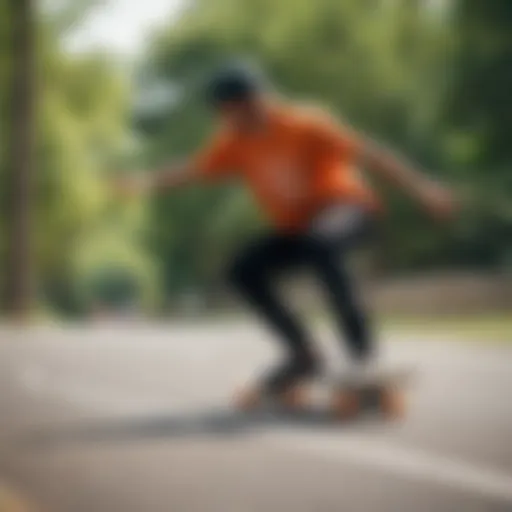 Skilled longboarder performing tricks in a park