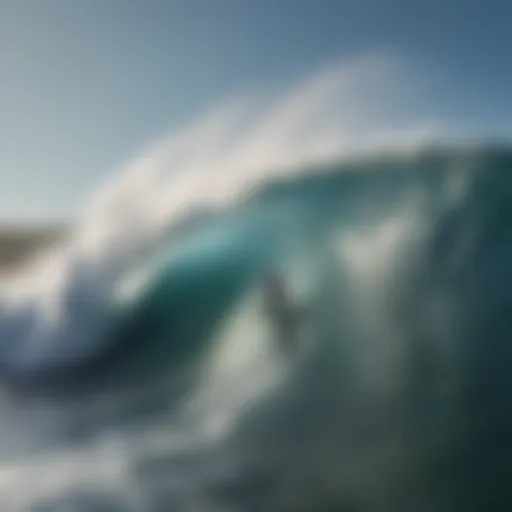 Surfer conquering a massive wave