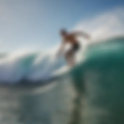 A surfer skillfully executing a surf skip on a vibrant wave