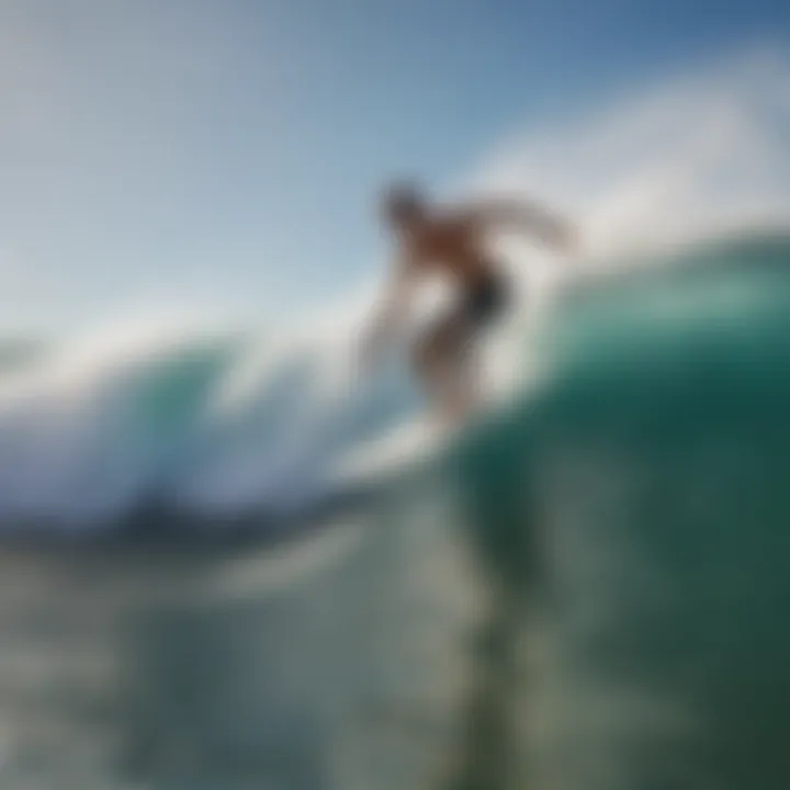 A surfer skillfully executing a surf skip on a vibrant wave