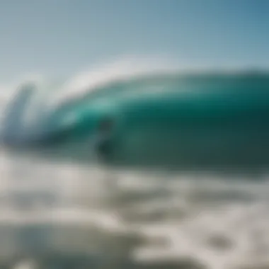 A panoramic view of a surf competition in action, filled with excitement.