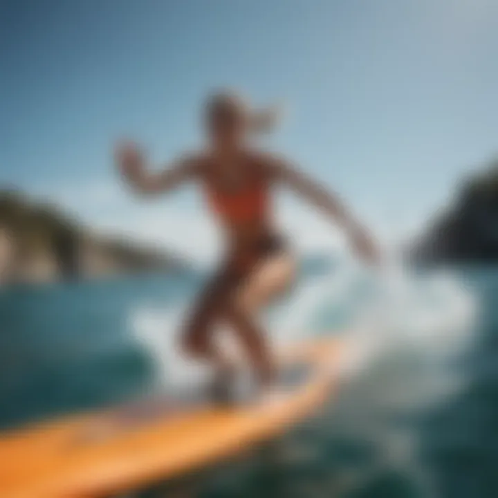 An athlete demonstrating the performance of an XR board on crystal clear waters during a sunny day.