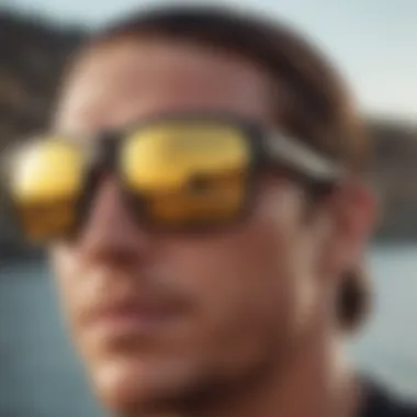 Close-up view showcasing the advanced lens technology of Oakley sunglasses