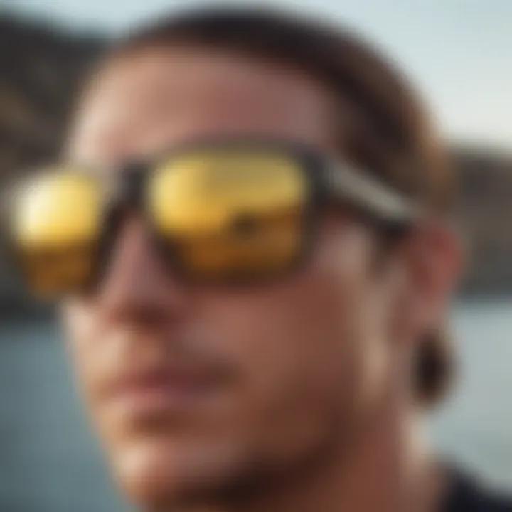 Close-up view showcasing the advanced lens technology of Oakley sunglasses