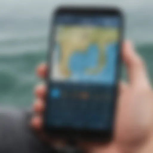 Visual representation of tide charts on a smartphone screen