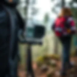 GoPro mount attached to a backpack during a hike