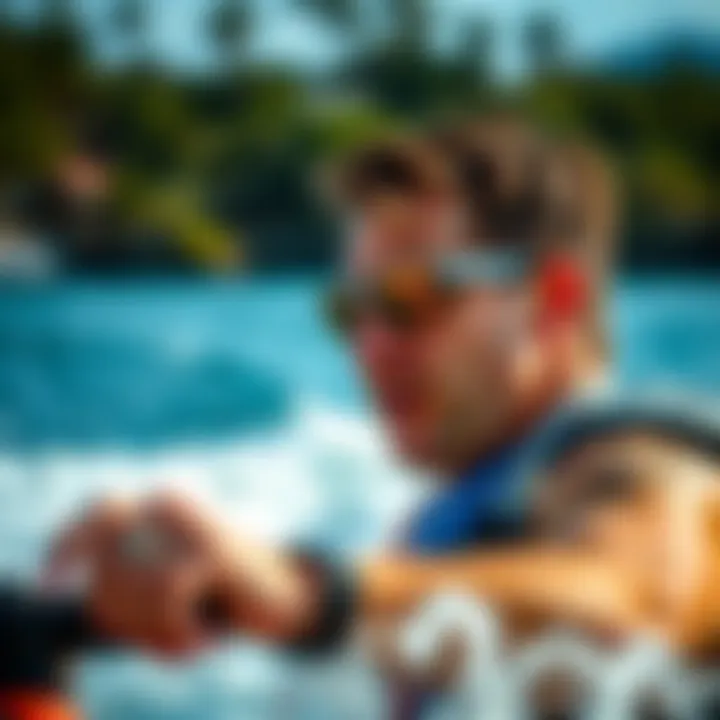 A watersport enthusiast wearing Otis sunglasses while participating in an activity