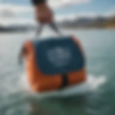 Patagonia bathroom bag in use during a water sports activity.