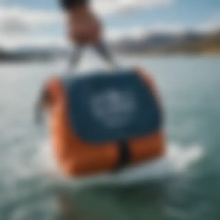 Patagonia bathroom bag in use during a water sports activity.