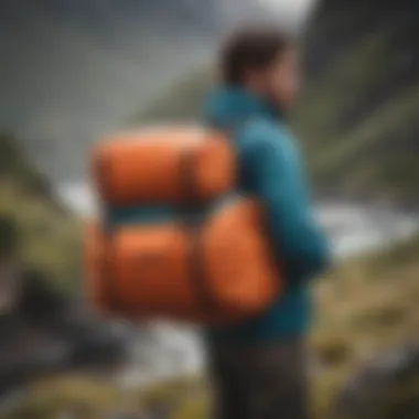 A Patagonia duffel bag packed for an outdoor adventure